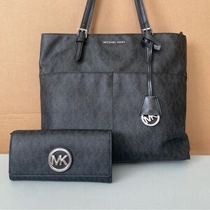 Michael Kors Black Tote and Wallet Set